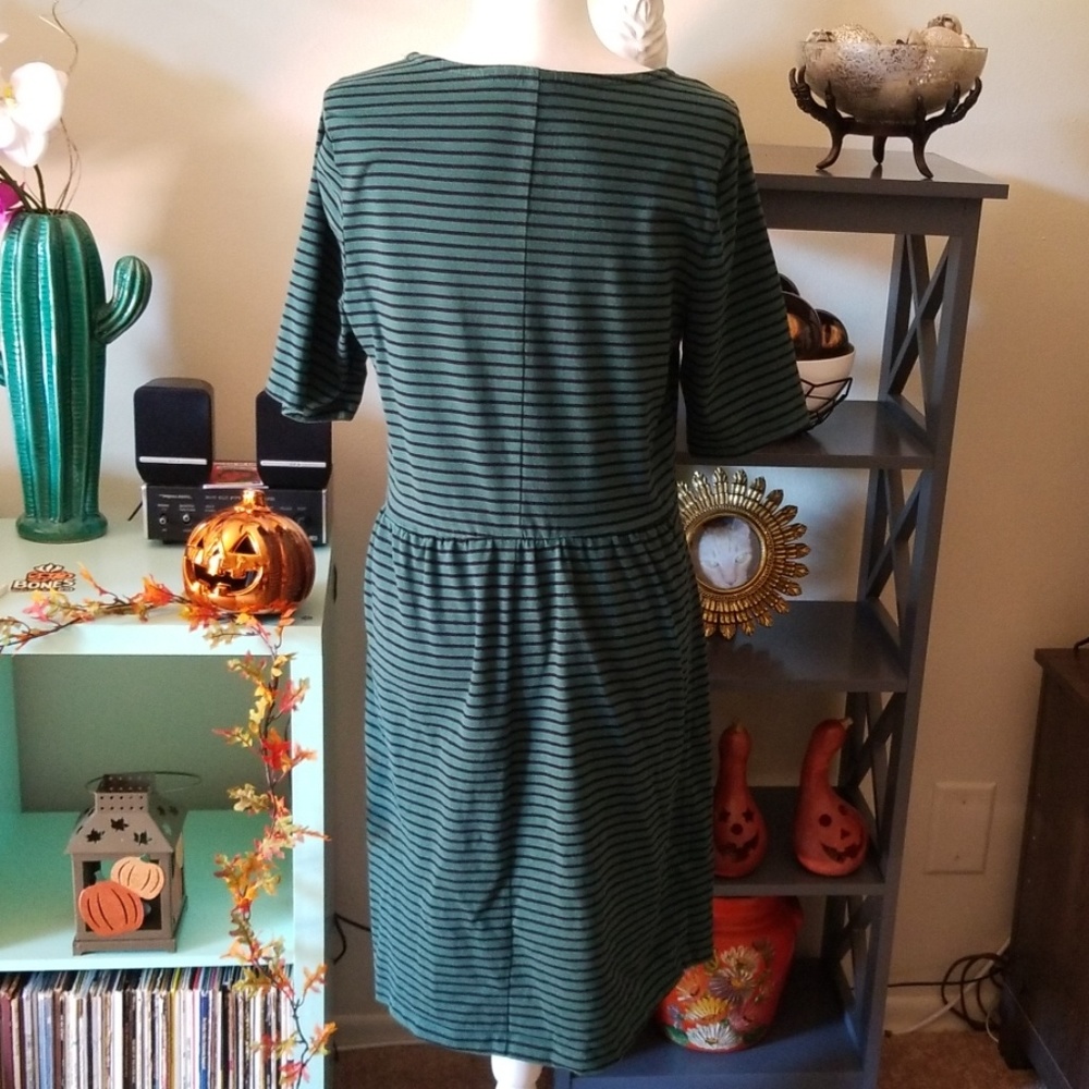 Green and Black Striped Dress - Picture 3 of 4